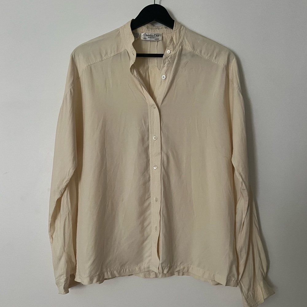 100% Silk Dior Cream Button Down Shirt